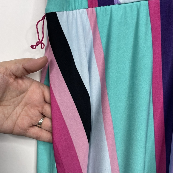 2/$30 Lane Bryant Faux Wrap Cold Shoulder Midi High Low Dress 18/20 Multi #7130 - Picture 9 of 16